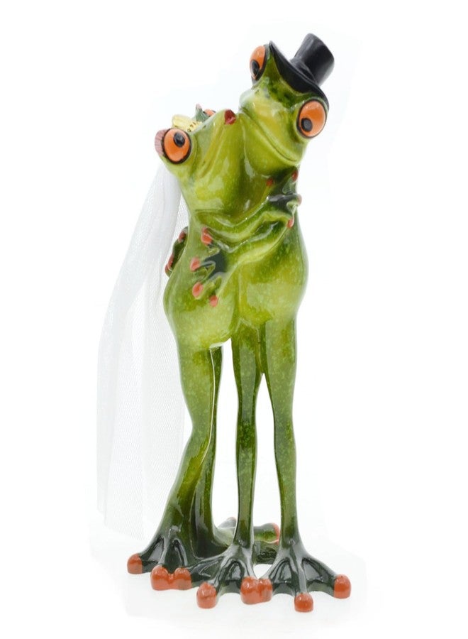 Queemie Romantic Wedding Dress Lovers Frogs Resin Sculpture Statue, Creative Get Married Couple Froggy Mascot Crafts Collectible Figurines for Home Office Decoration Gifts - Image 1